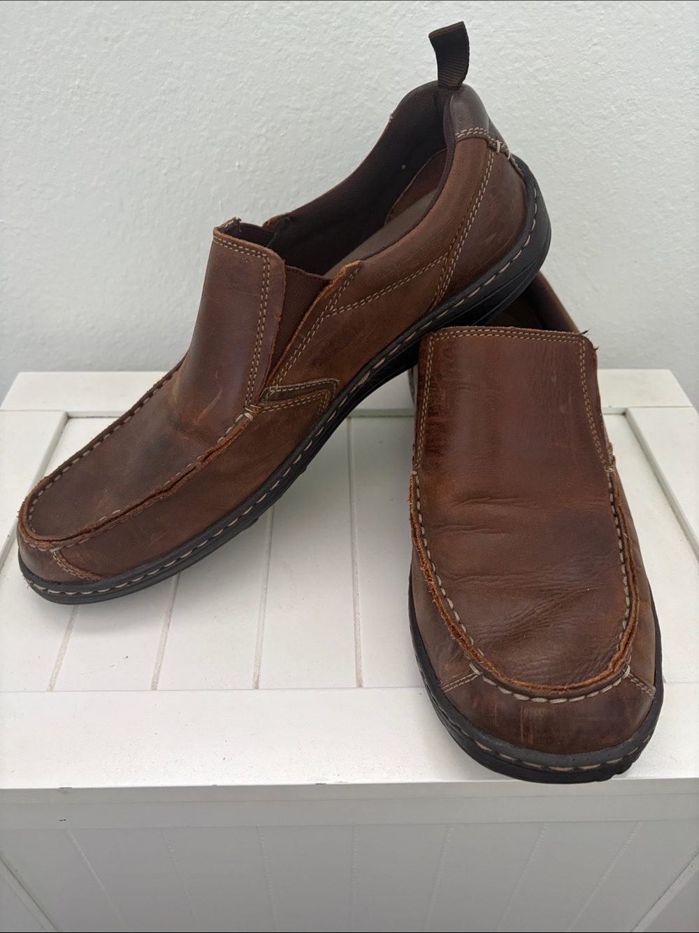 Hush Puppies Men's Brown Leather Slip-On Loafers